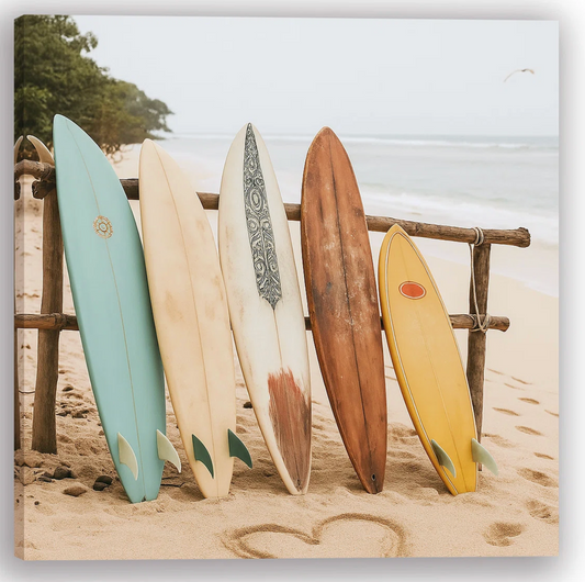 30x30 vintage surfboard beach canvas art 🏄