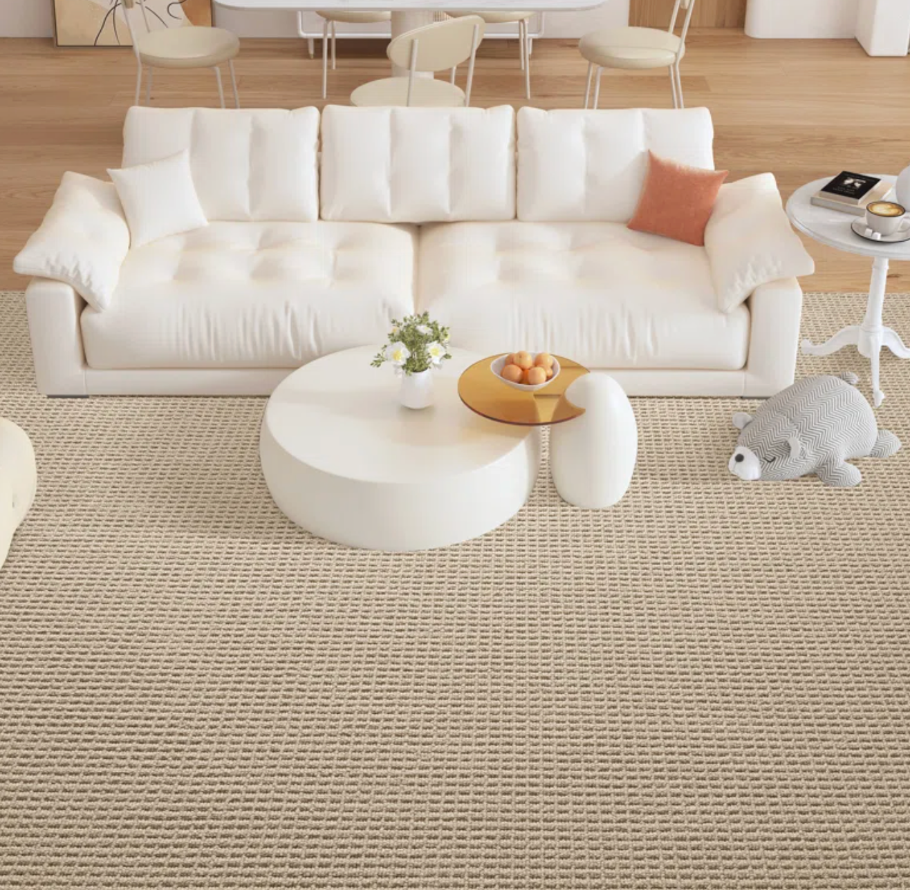 5x8 beige wool & polyester minimalist rug 🎍