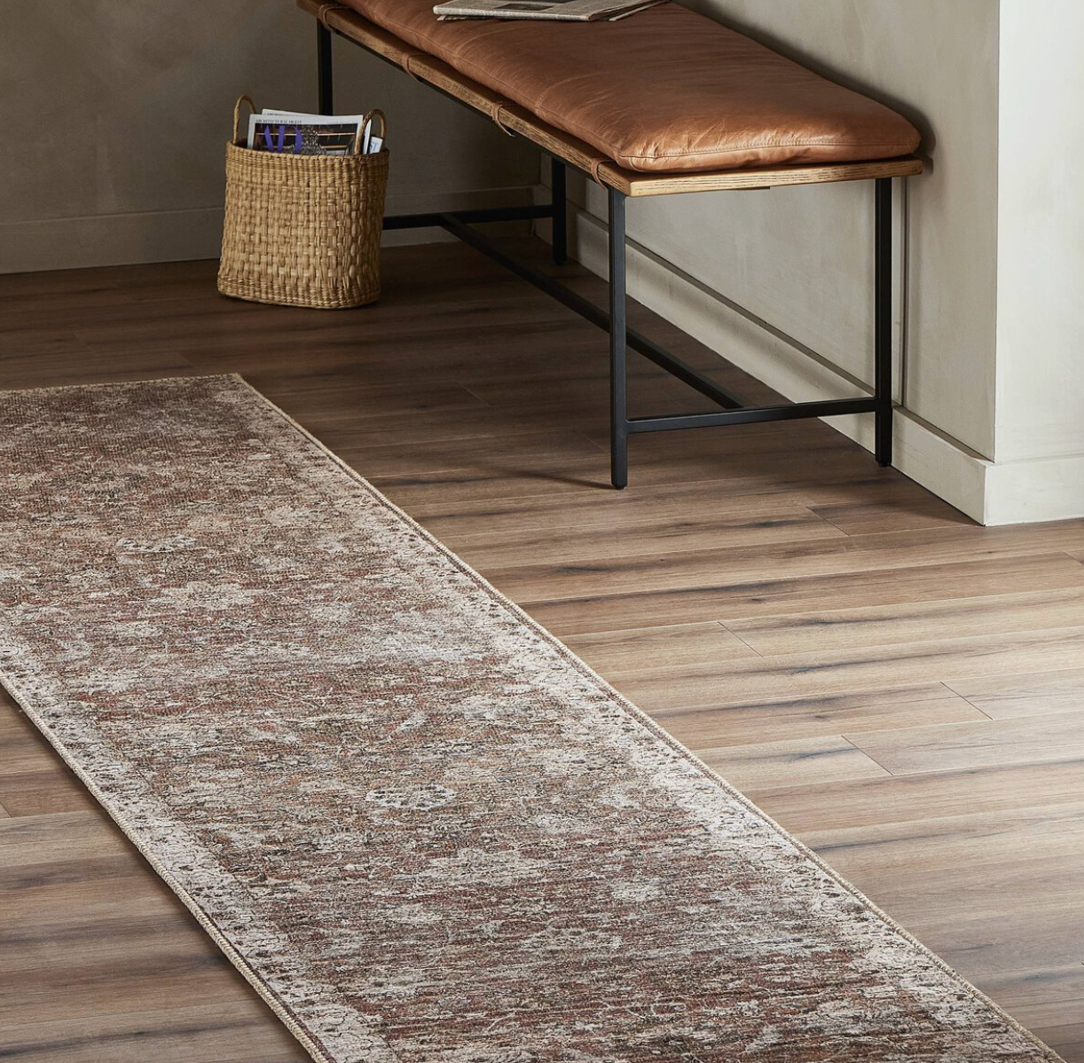 2.5ft x 12ft Four Hands rust botanical vintage-inspired runner 👠
