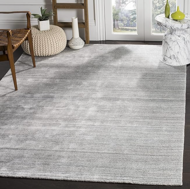 4x6 handmade modern wool & viscose ash grey rug 🩶