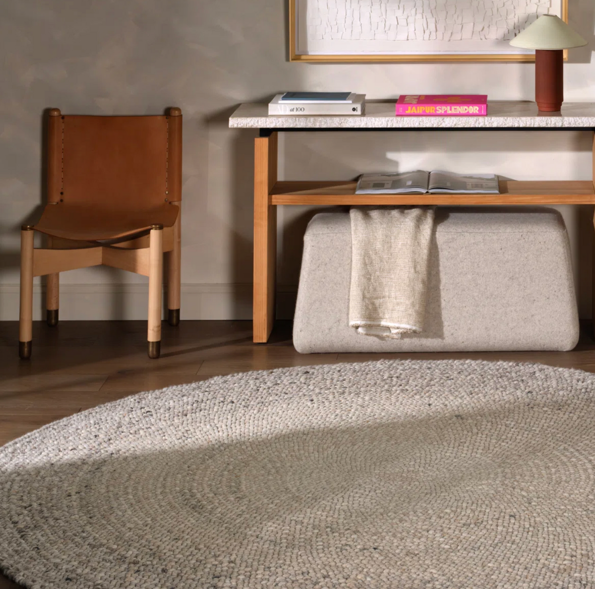 Jaipur Living handwoven tan 8' round rug 🌻