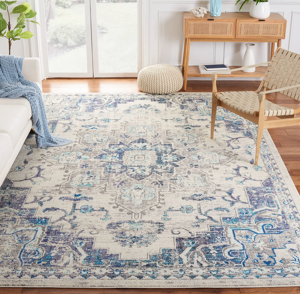 12x15 ivory & grey boho chic distressed medallion rug 🩶
