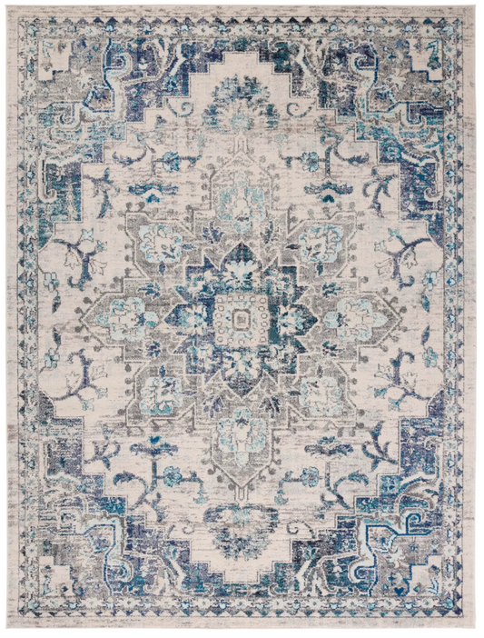 12x15 ivory & grey boho chic distressed medallion rug 🩶