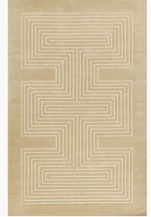 Momeni 3'6"x5'6" geometric abstract handtufted beige wool rug ⛰️