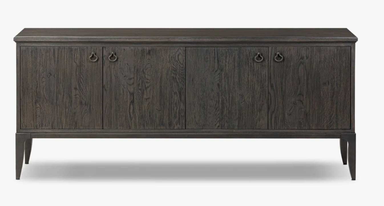 Four Hands worn black oak media console 📺