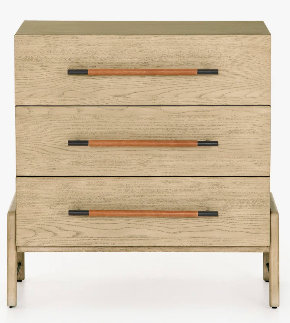 Four Hands oak veneer 3-drawer nightstand ☕️