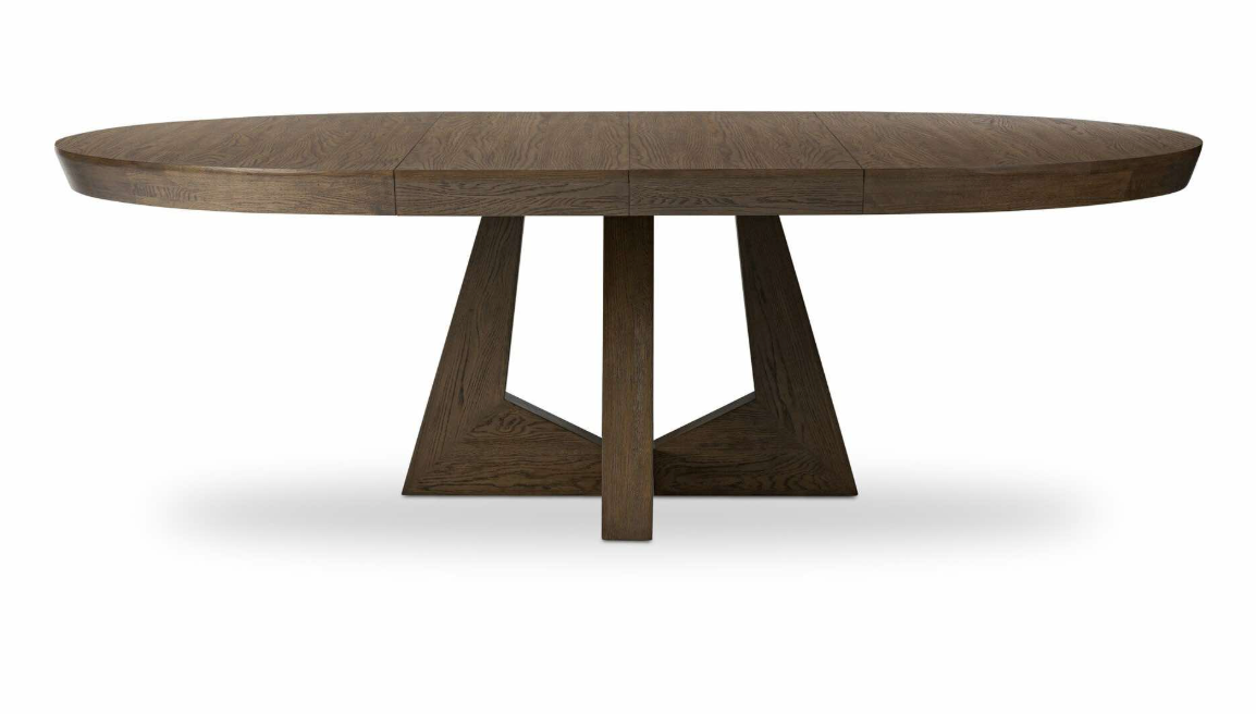 Four Hands round brown oak dining table w/ leaf 🤎