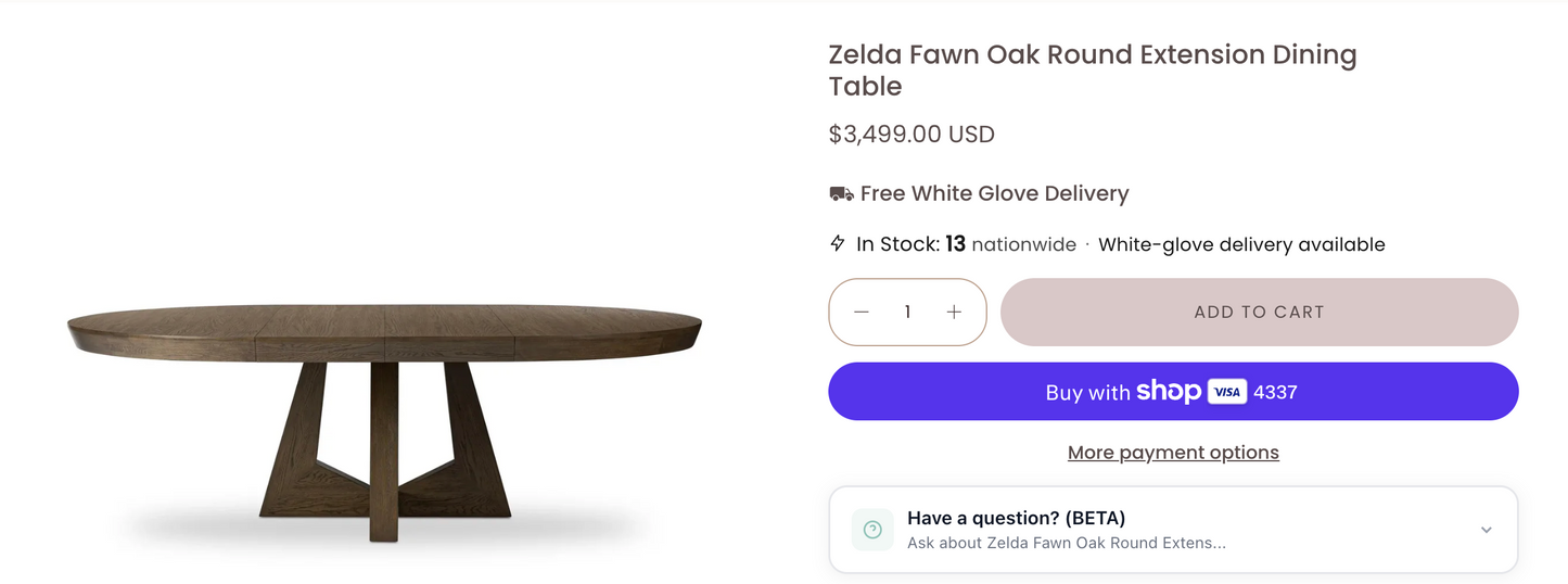 Four Hands round brown oak dining table w/ leaf 🤎
