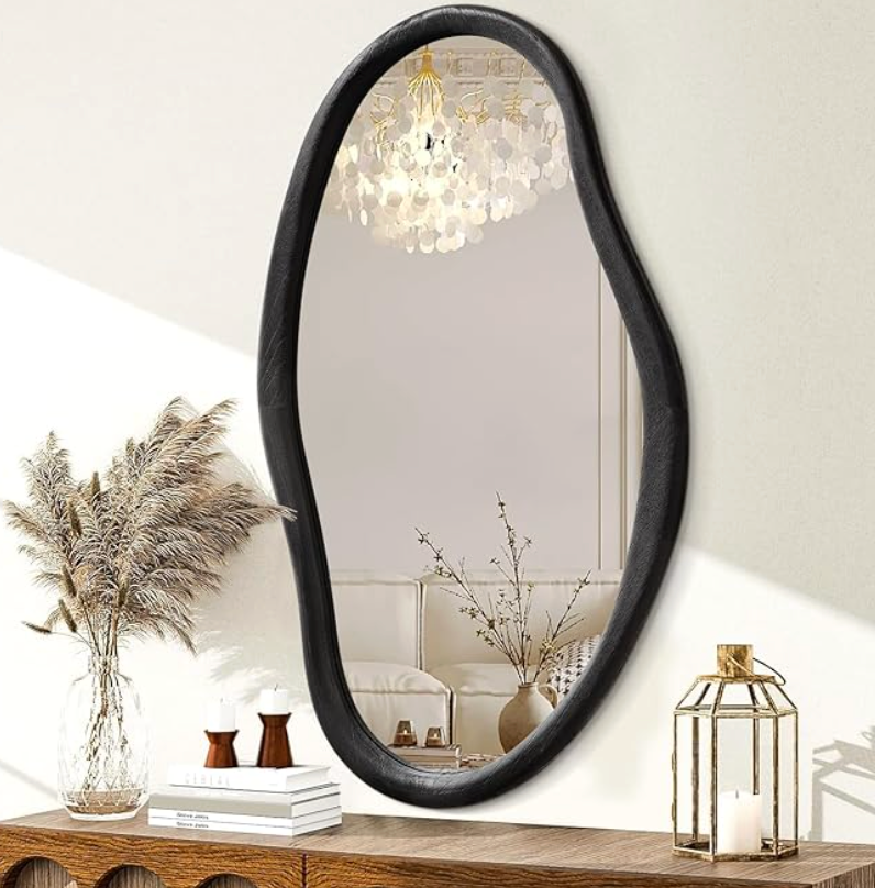 22x24 irregular black wood asymmetrical wood mirror 🪞