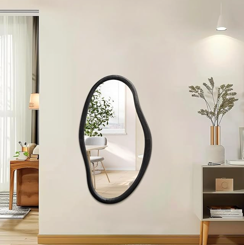 22x24 irregular black wood asymmetrical wood mirror 🪞
