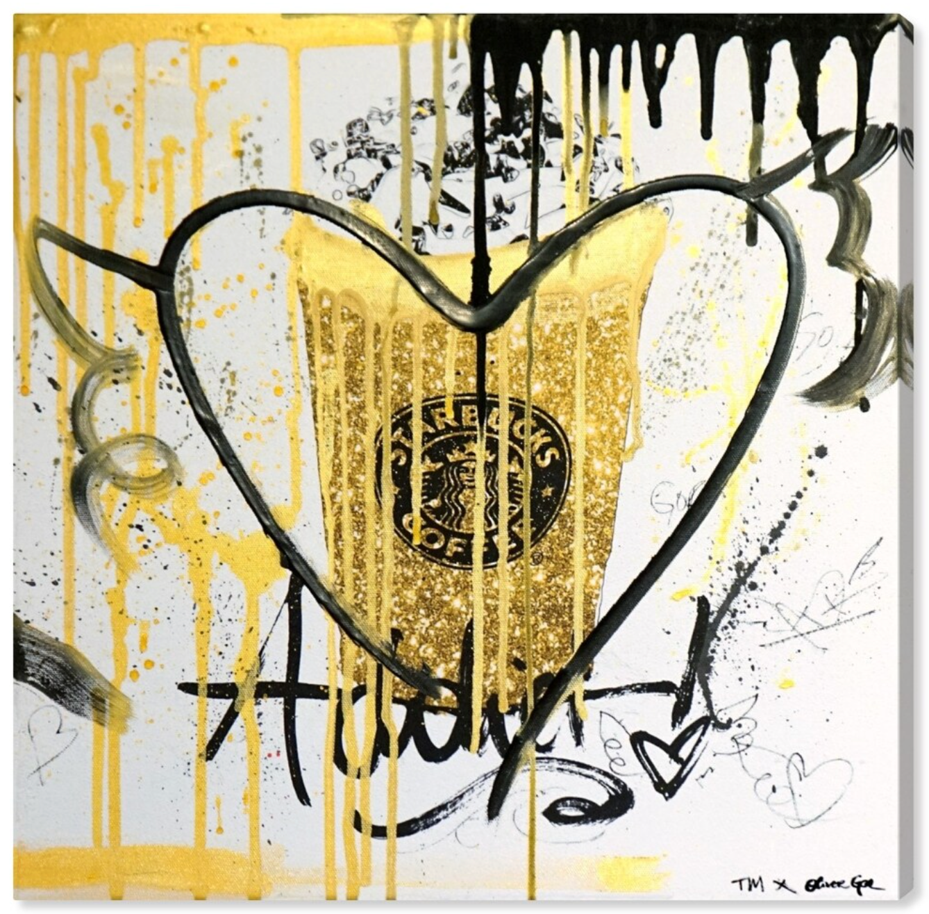 36x36 gold & yellow "glitter fuel" canvas 🥂