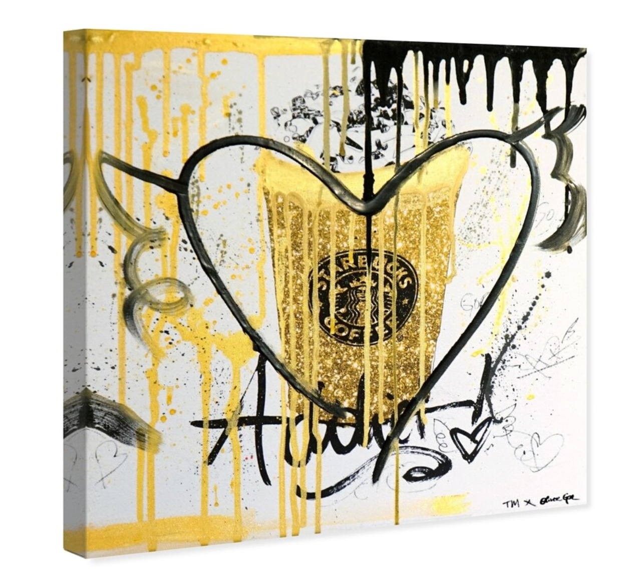 36x36 gold & yellow "glitter fuel" canvas 🥂
