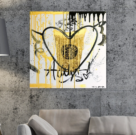 40x40 gold & yellow "glitter fuel" canvas 🥂