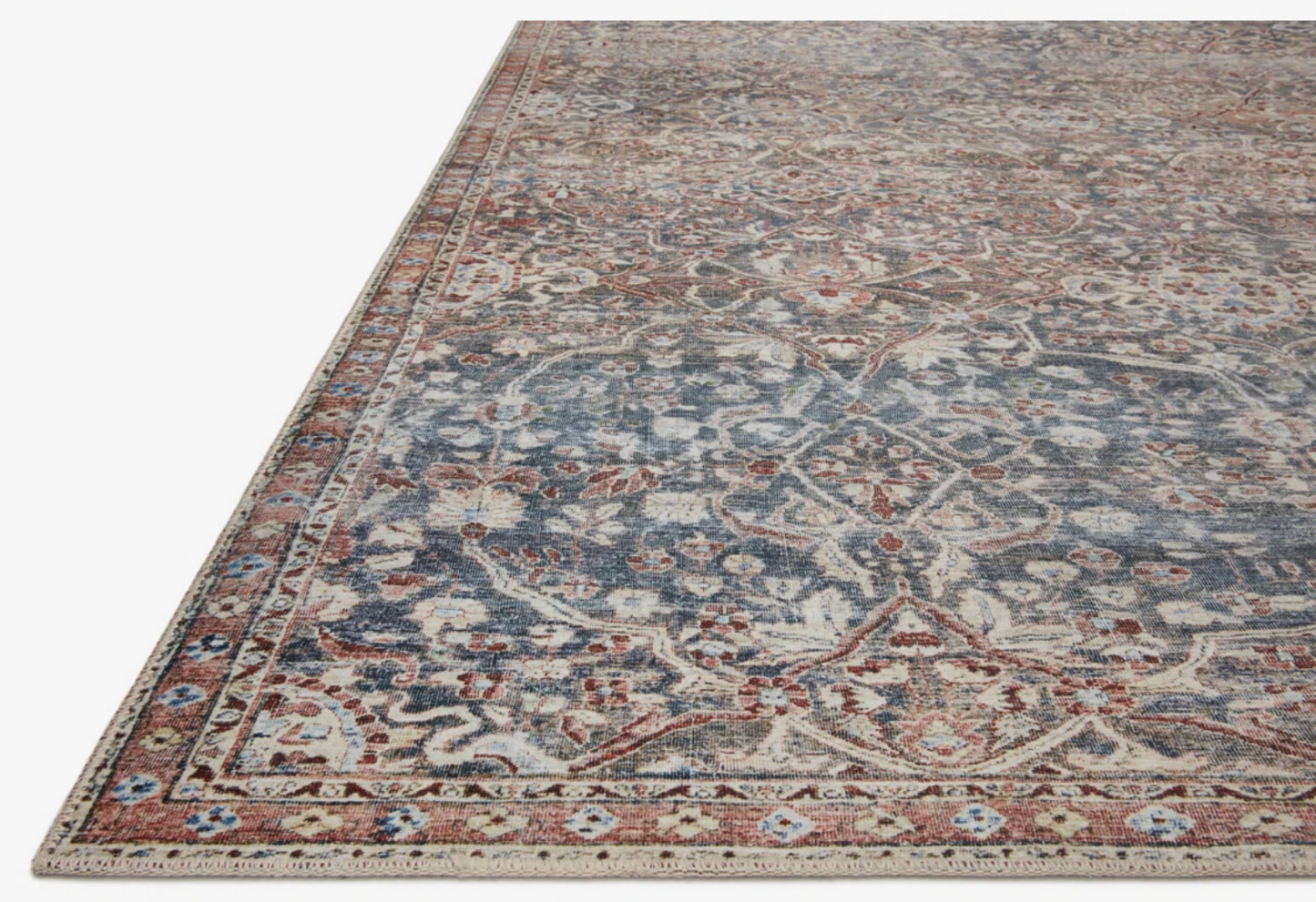 5x7'6" Chris Loves Julia x Loloi denim / spice rug 🌷