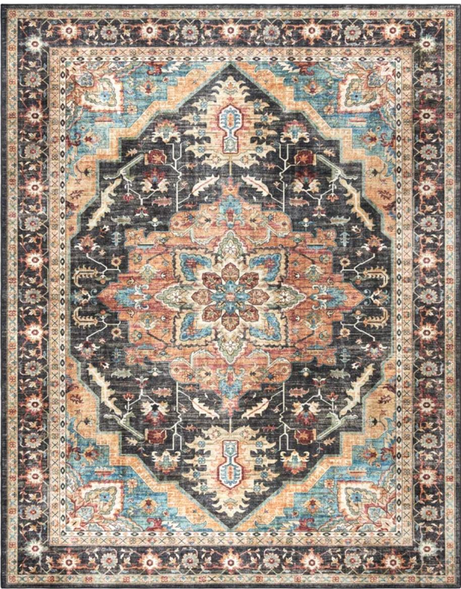 8x10 washable black & beige medallion rug 🖤