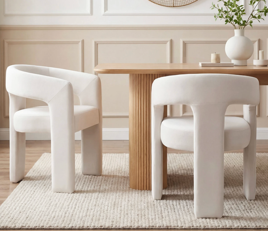 Modern white velvet dining chair🦢