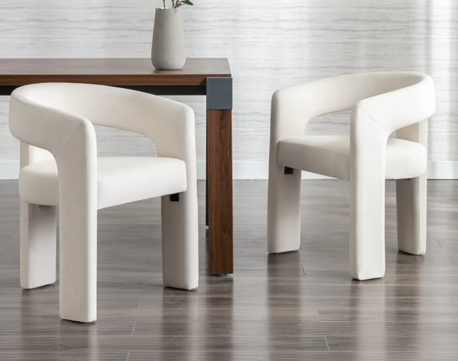 Modern white velvet dining chair🦢