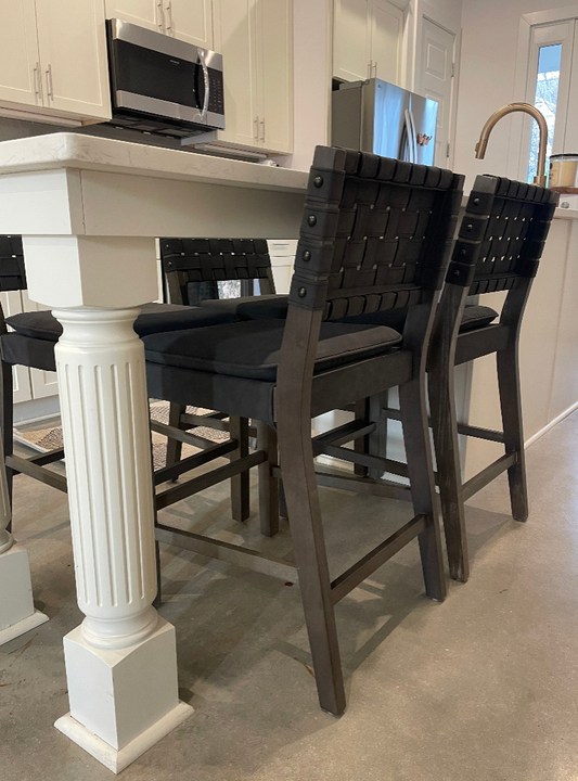 Black woven faux leather Nathan James barstool 🍻