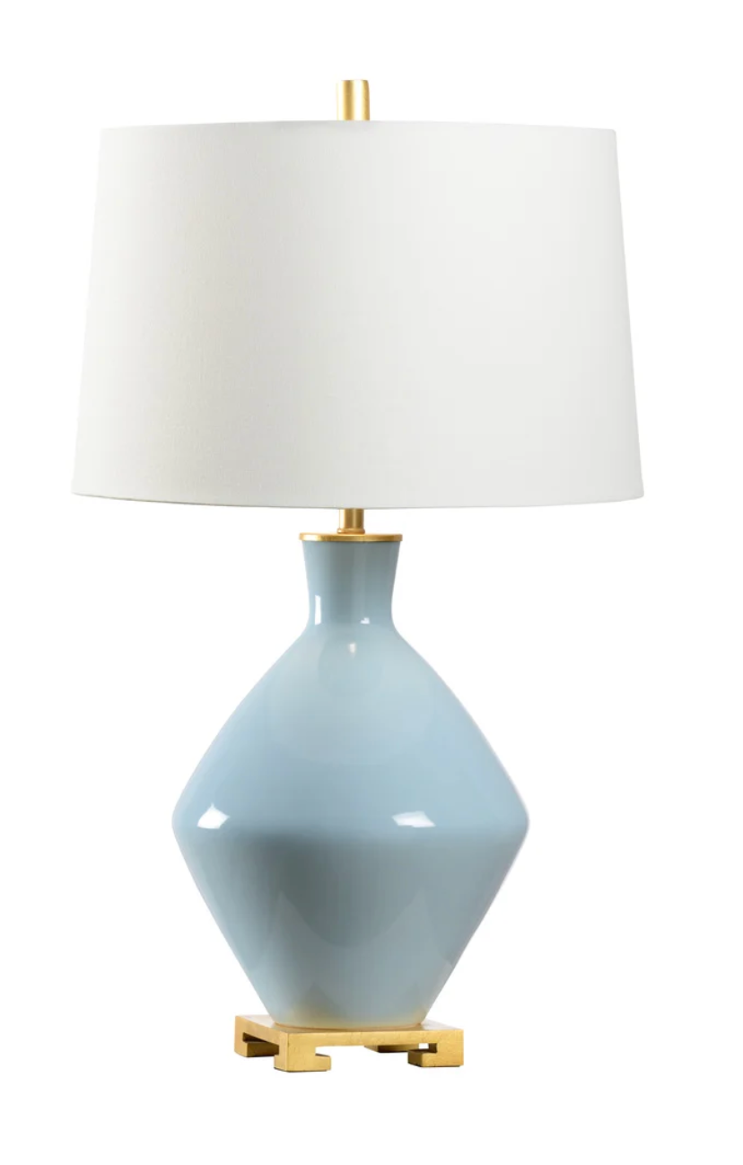 Blue ceramic lamp w/ gold leaf base ✨