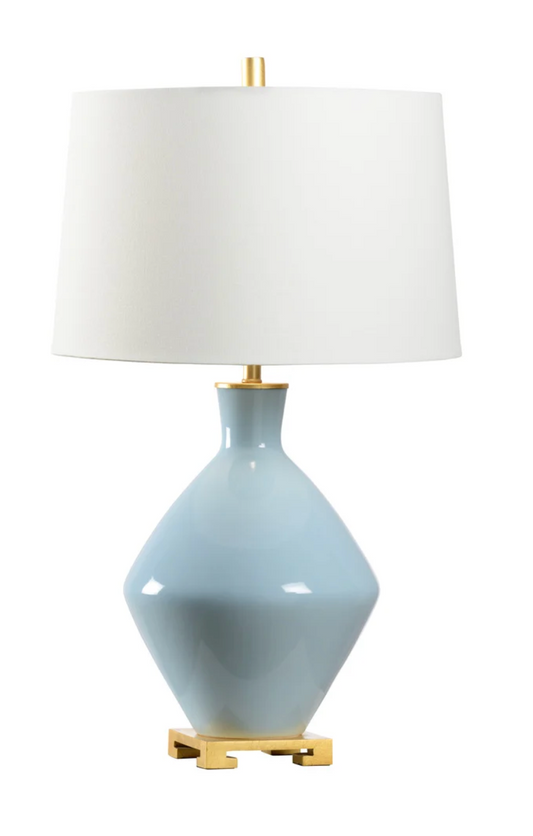 Blue ceramic lamp w/ gold leaf base ✨