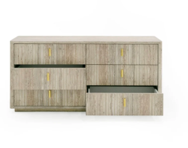 Bernhardt 6-drawer dresser w/ Travertine Laminate, Gold Accents, & Soft-Close Storage ✨