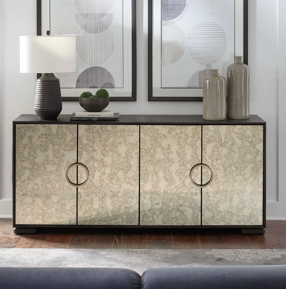 Liberty Furniture Barlowe 4-door sideboard in Cappuccino & mirrored glass 🍷