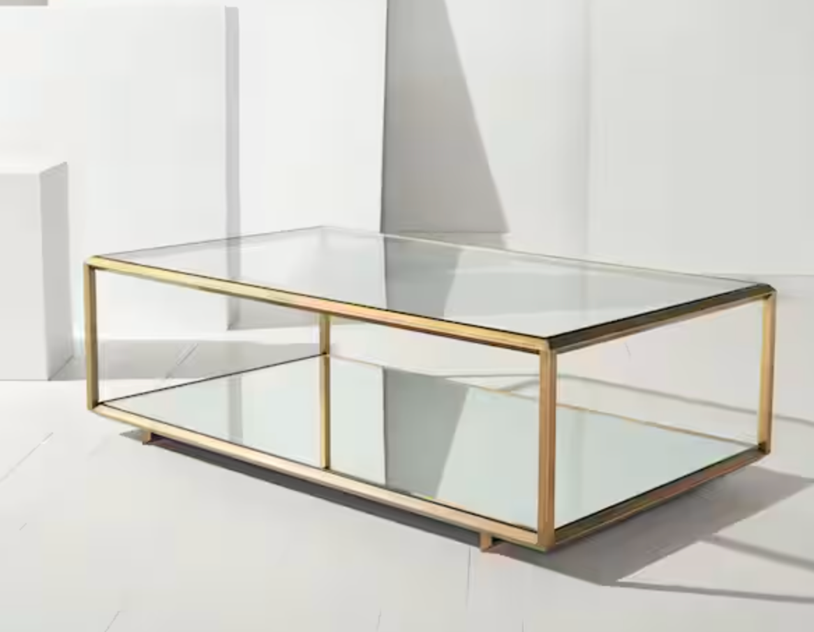 Bronze rectangle minimalist glass coffee table ☕