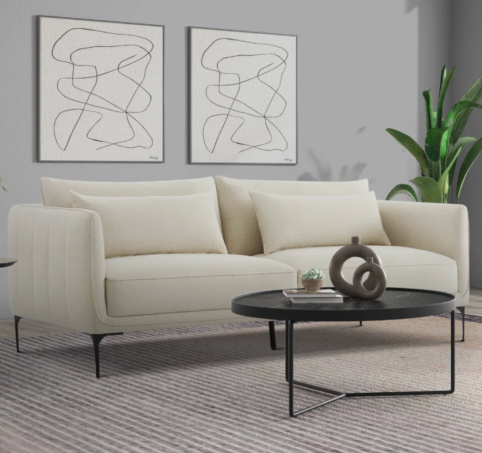 AllModern 84'' upholstered performance linen fabric sofa 🤍