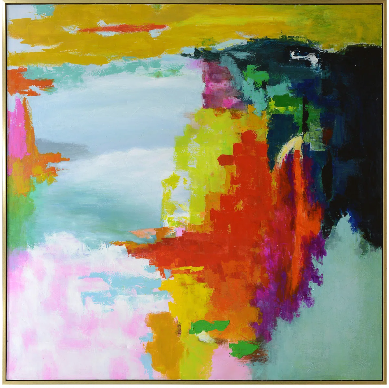 Abstract 73x73 handpainted vivid colors wrapped canvas 💐
