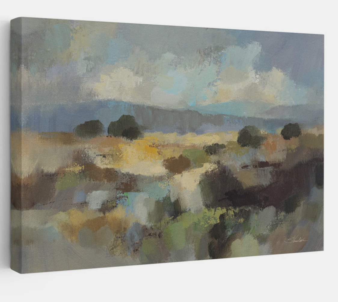 24x36 abstract muted blue landscape framed canvas 🖼