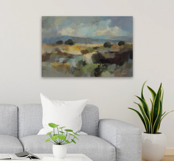 24x36 abstract muted blue landscape framed canvas 🖼