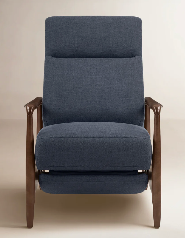 Indigo upholstered manual recliner w/ performance linen 🧿