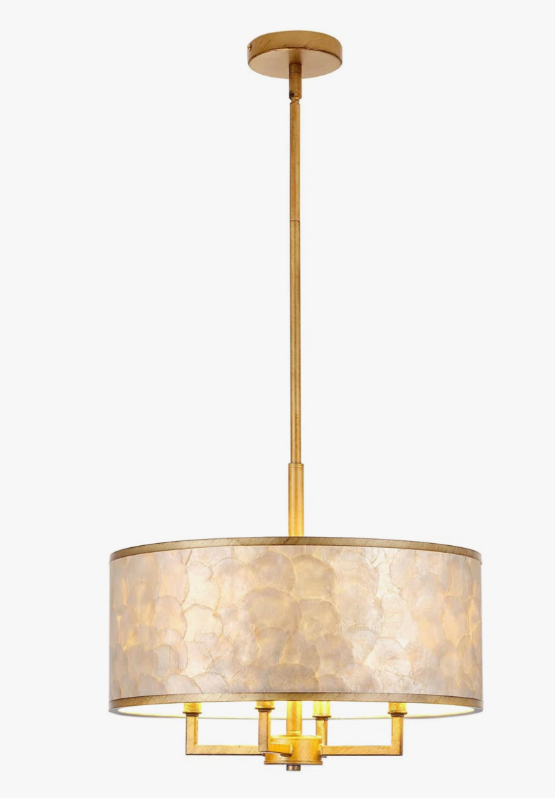 4-Light natural Capiz shell drum chandelier 🐚