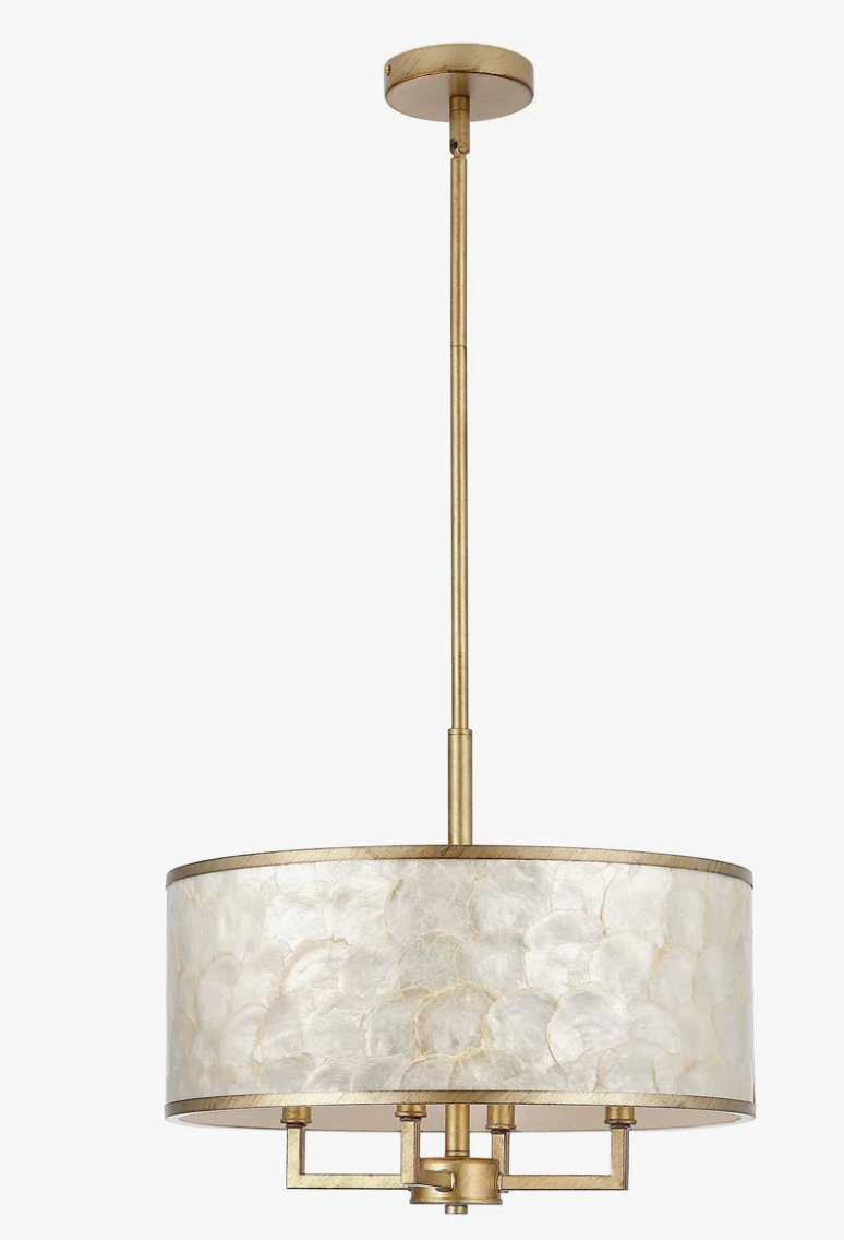 4-Light natural Capiz shell drum chandelier 🐚