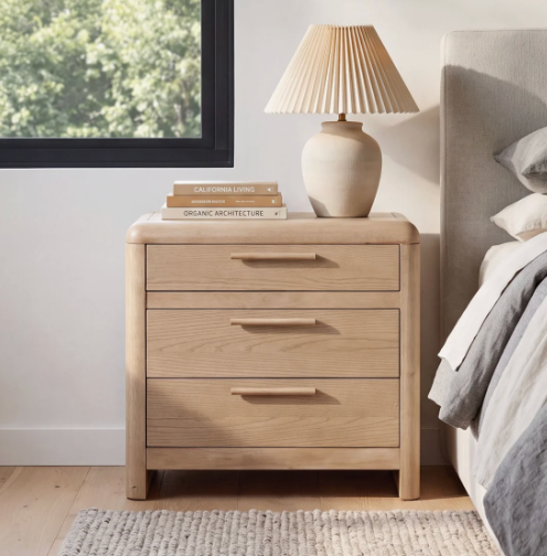3-drawer ash wood nightstand in ginger ☕