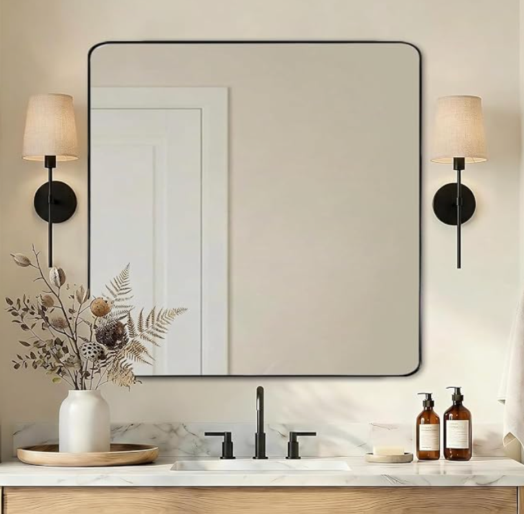 24x24 black Andy Star modern mirror 🖤