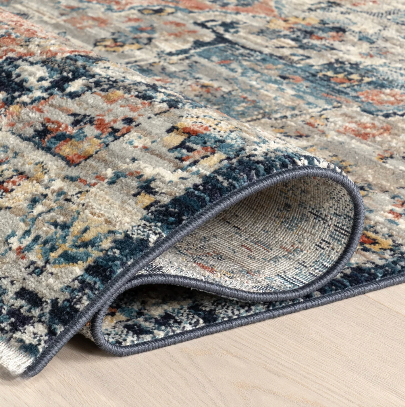 5' 3'' x 7' 3'' Coral/ Navy performance rug 🪻