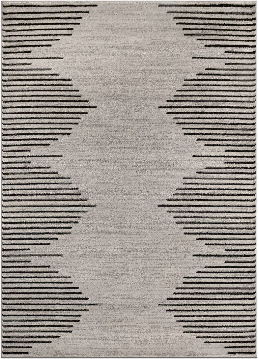 8x10 cream & onyx bohemian stripe rug ⬦
