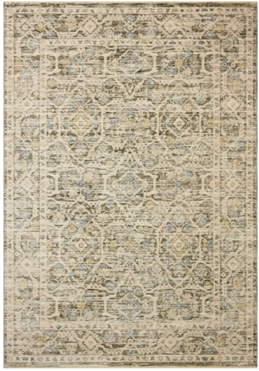 8x10 Loloi olive & ivory fringe rug 🫒