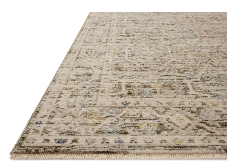 8x10 Loloi olive & ivory fringe rug 🫒