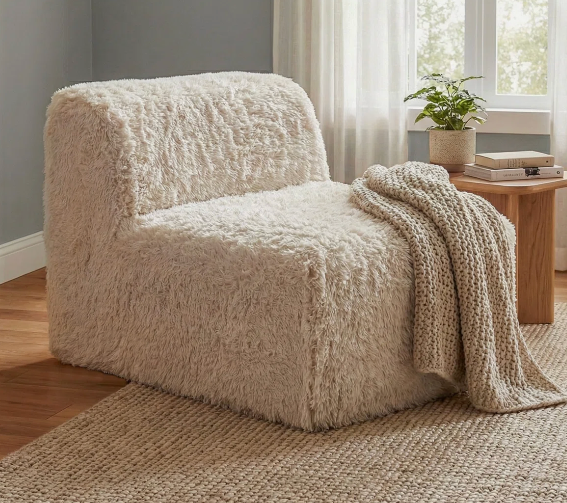 Faux fur foam modular compressed armless chair 🌸