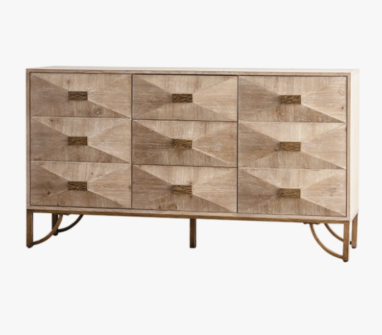 9-Drawer wooden dresser w/ sculpted front ⛰️