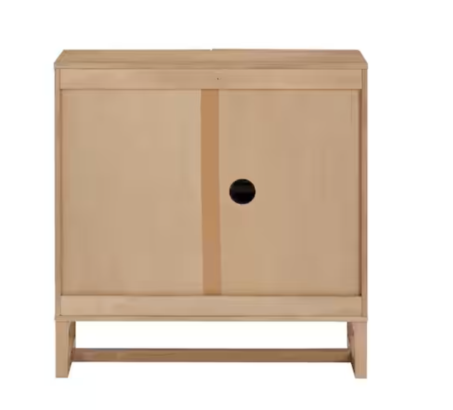 Nathan James MCM raw oak arched accent cabinet w/ rattan & adjustable shelf 🌻