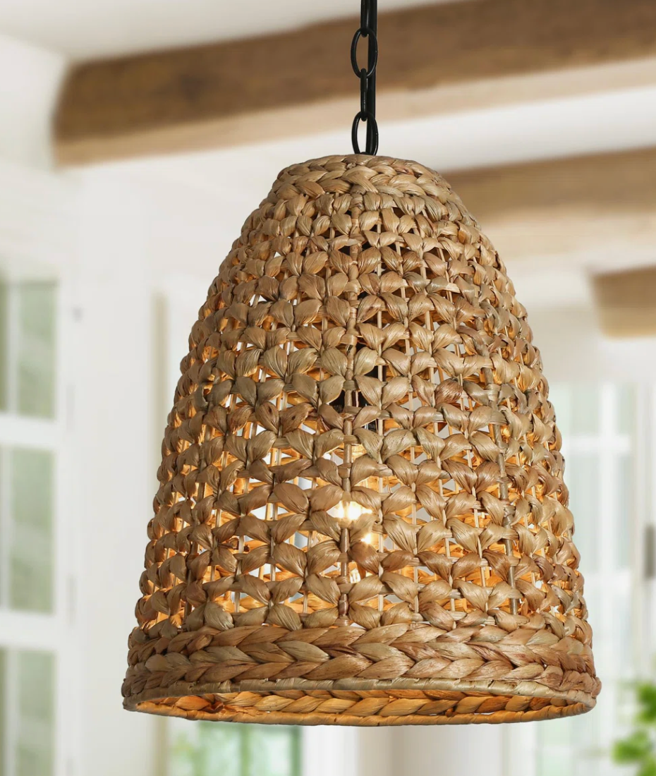 1-light 13x15 hand-woven rattan pendant 🌼