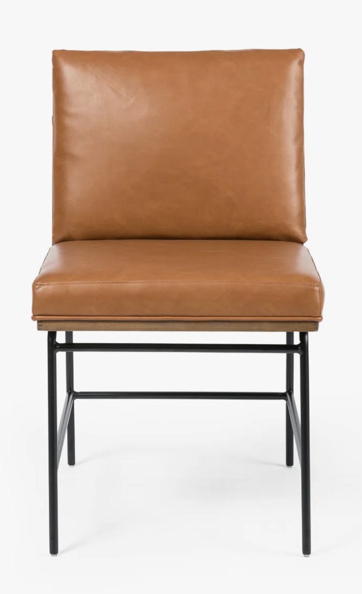 Four Hands modern butterscotch faux leather upholstered chair 🥃