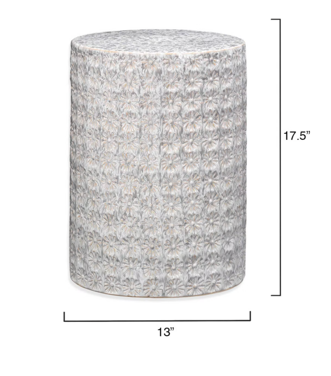 Wildflower end table in cream reactive glaze ceramic 🌼