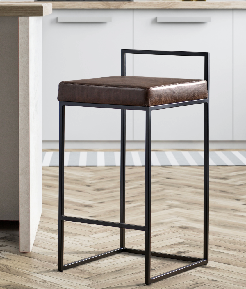 Cocoa 26'' counterheight brown leather barstool 🥃