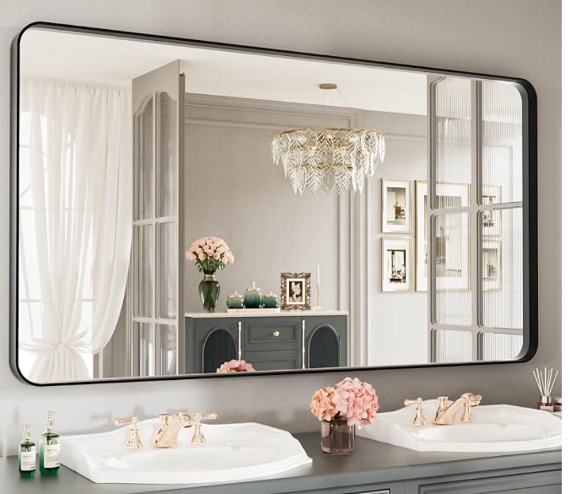 36x55 silver rounded rectangle mirror 🩶