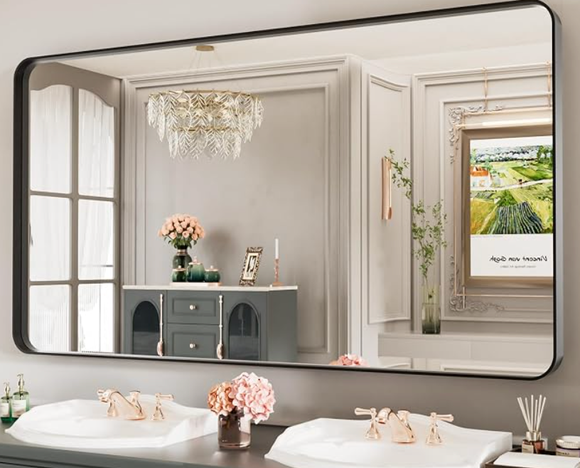 36x55 silver rounded rectangle mirror 🩶