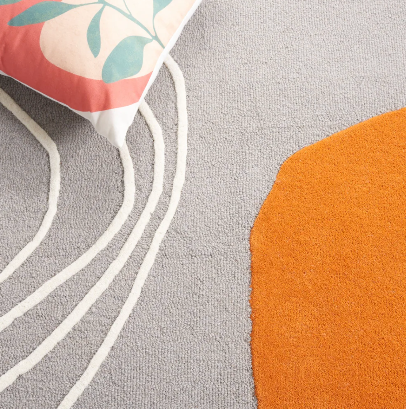 8x10 pink & rust funky modern wool rug